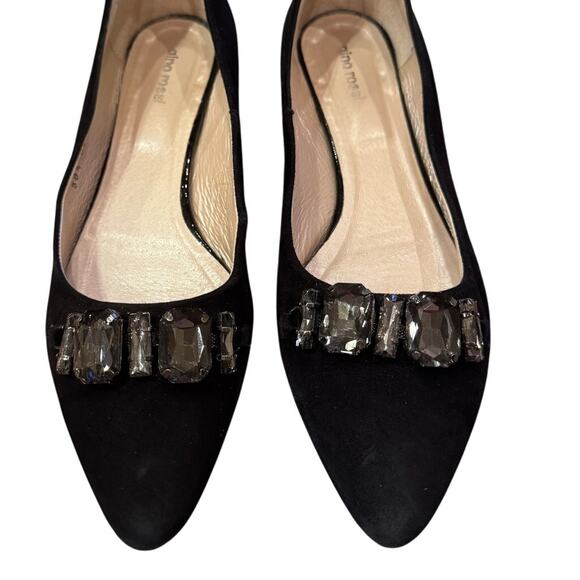Gino Rossi Black Flat Velvet with Crystal Detail Pointed Toe Dress Shoe Sz 38.5 - Picture 1 of 7